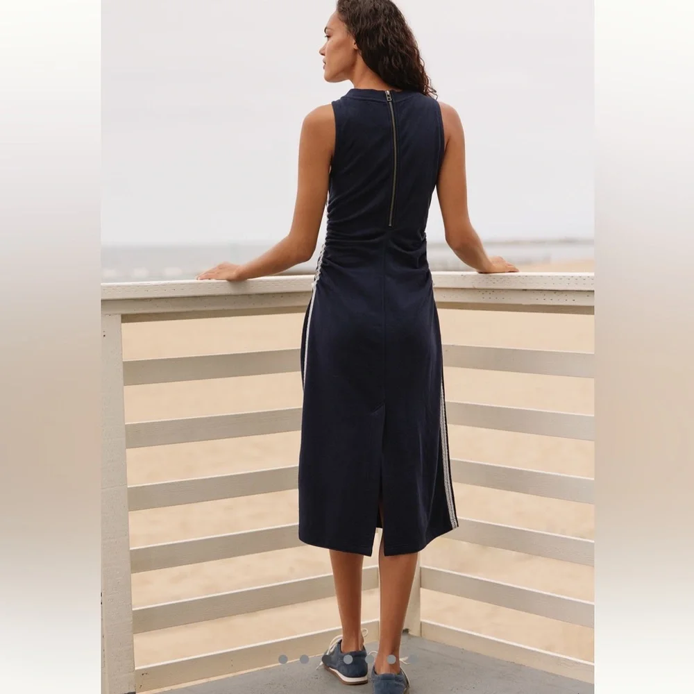 πΌ Anthropologie Daily Practice Navy Sleeveless Floral Embroidered XL Cinch Dress - Picture 4 of 17